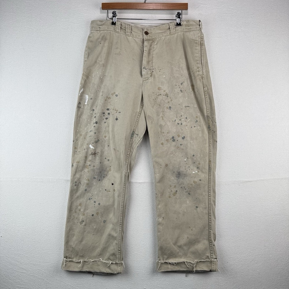 Polo Ralph Lauren Pollack Paint Splatter Distressed Buckle Back Chino Pant 36x30